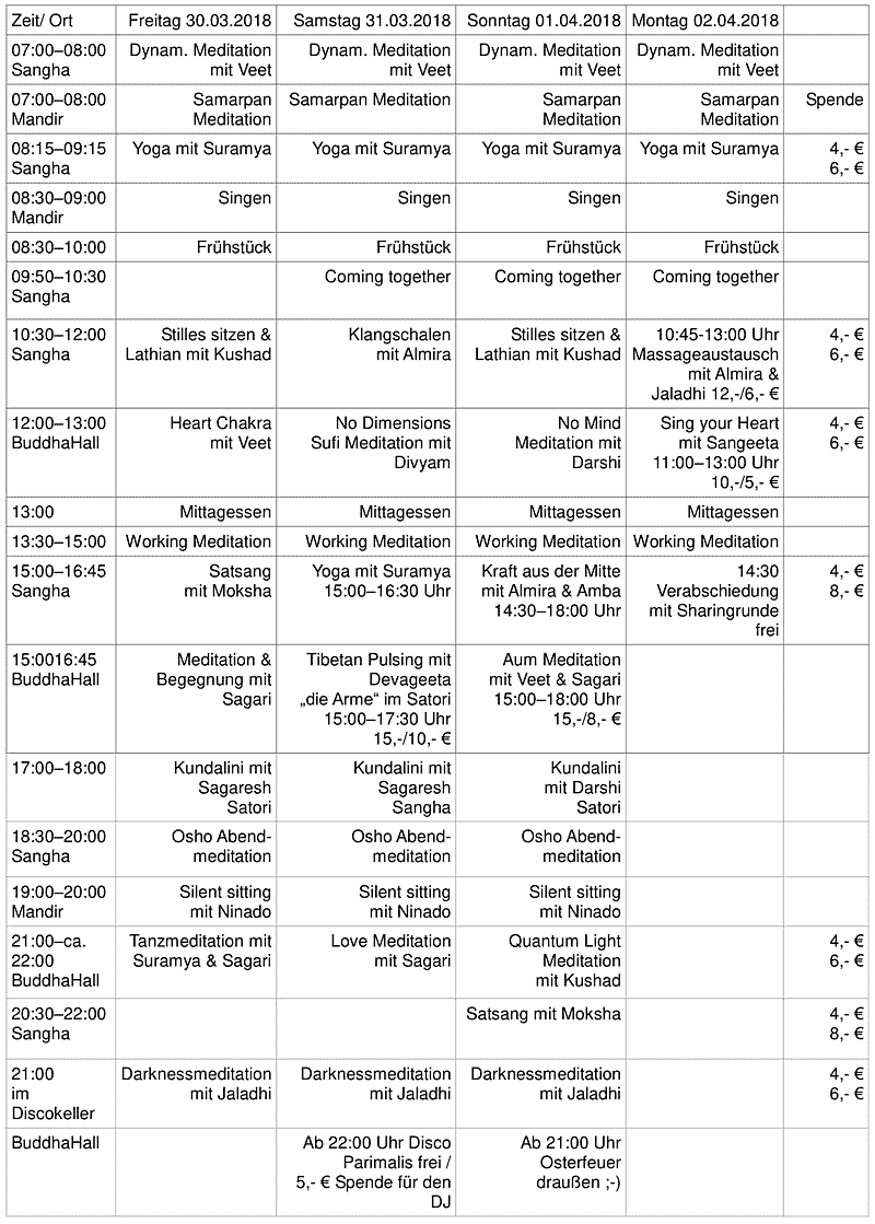 Parimal Oster-Meditationstage